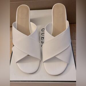 Guess-White Mules with Criss-Cross Straps-Size 9